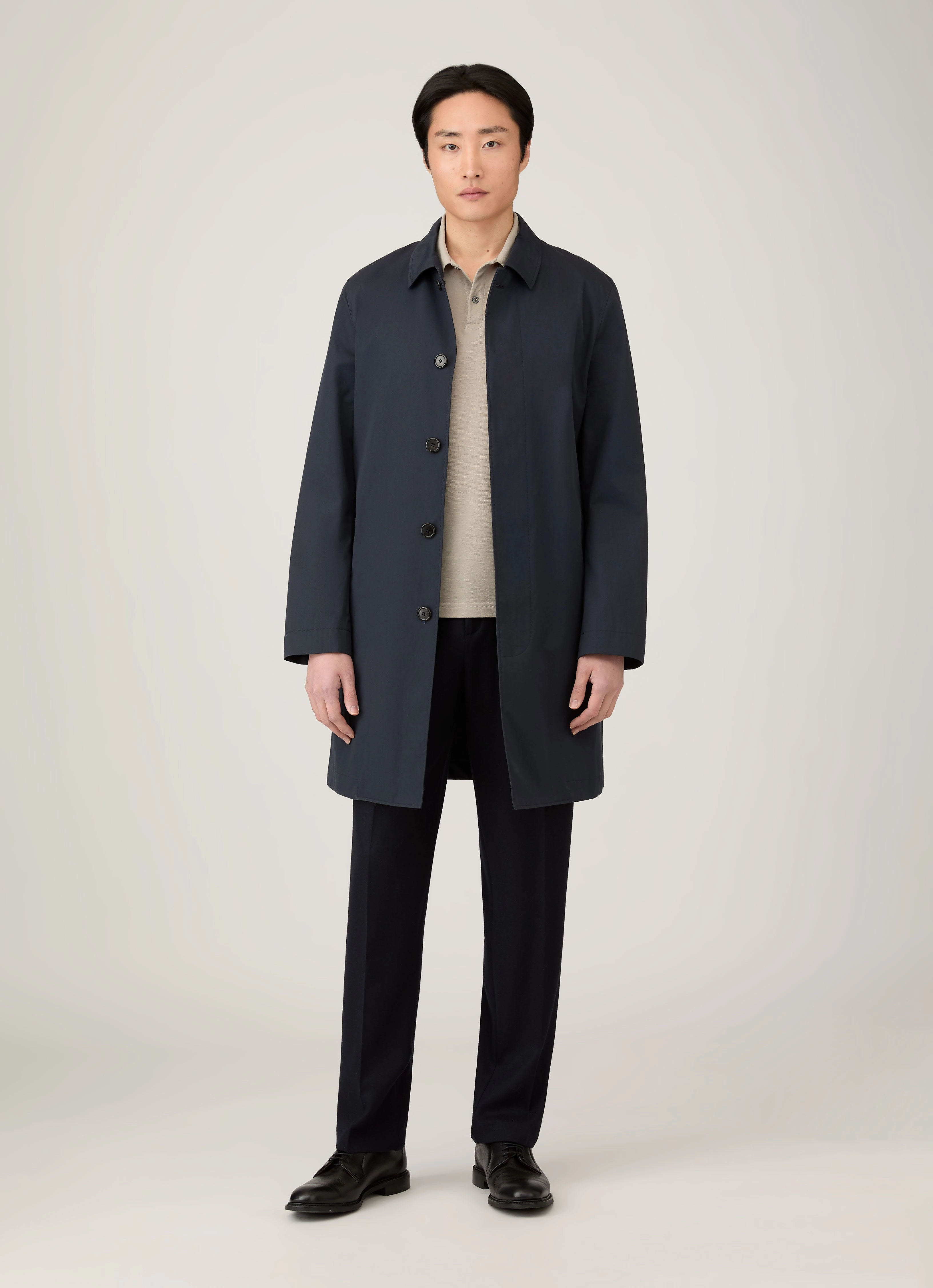 Casual Mode Summer Men's Long Sleeve Piqu?? Polo Shirt in Fog