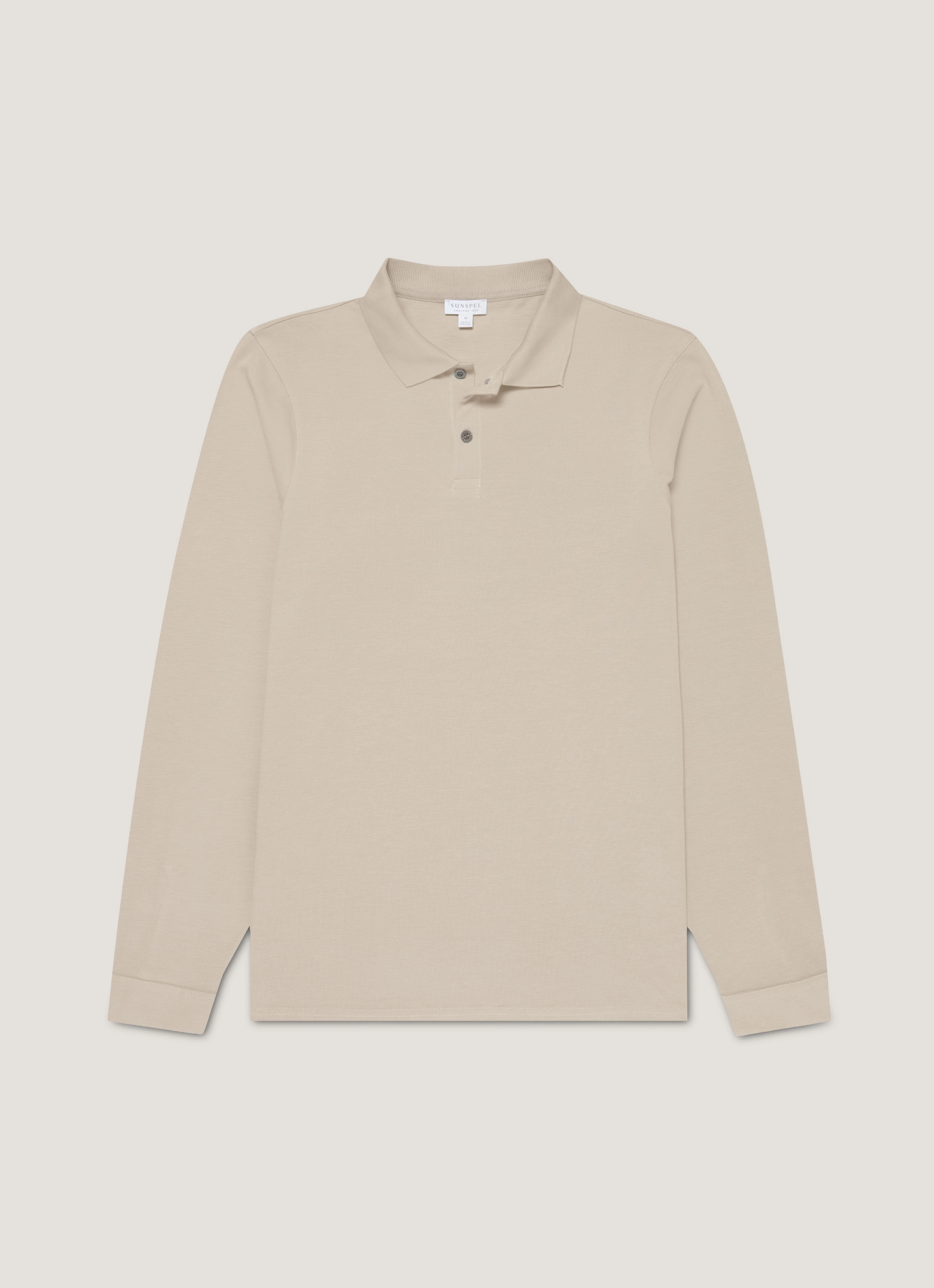 Men's Long Sleeve Piqu?? Polo Shirt in Fog Elegant Pulse Fresh Outfit Look