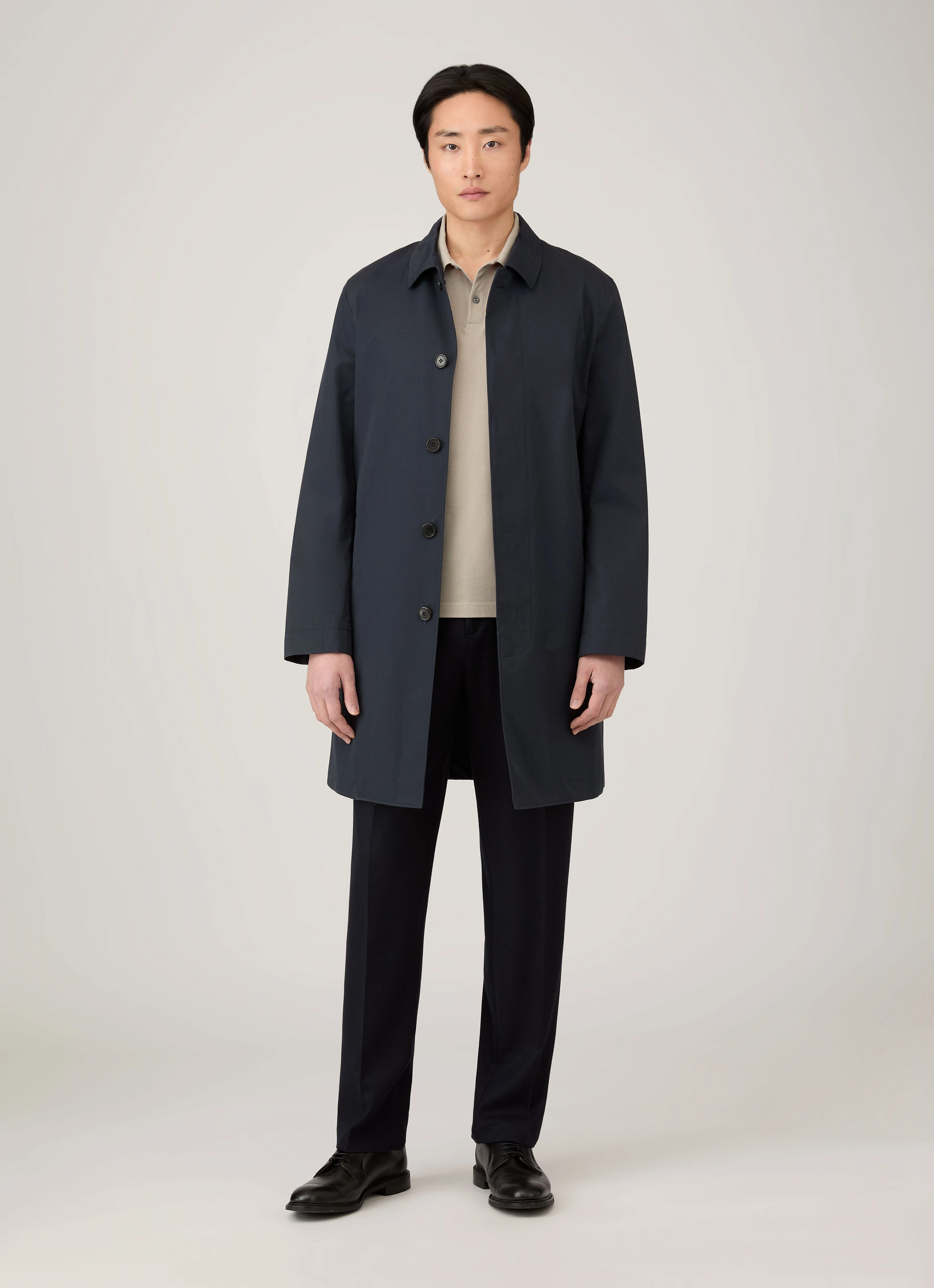 Casual Mode Summer Men's Long Sleeve Piqu?? Polo Shirt in Fog