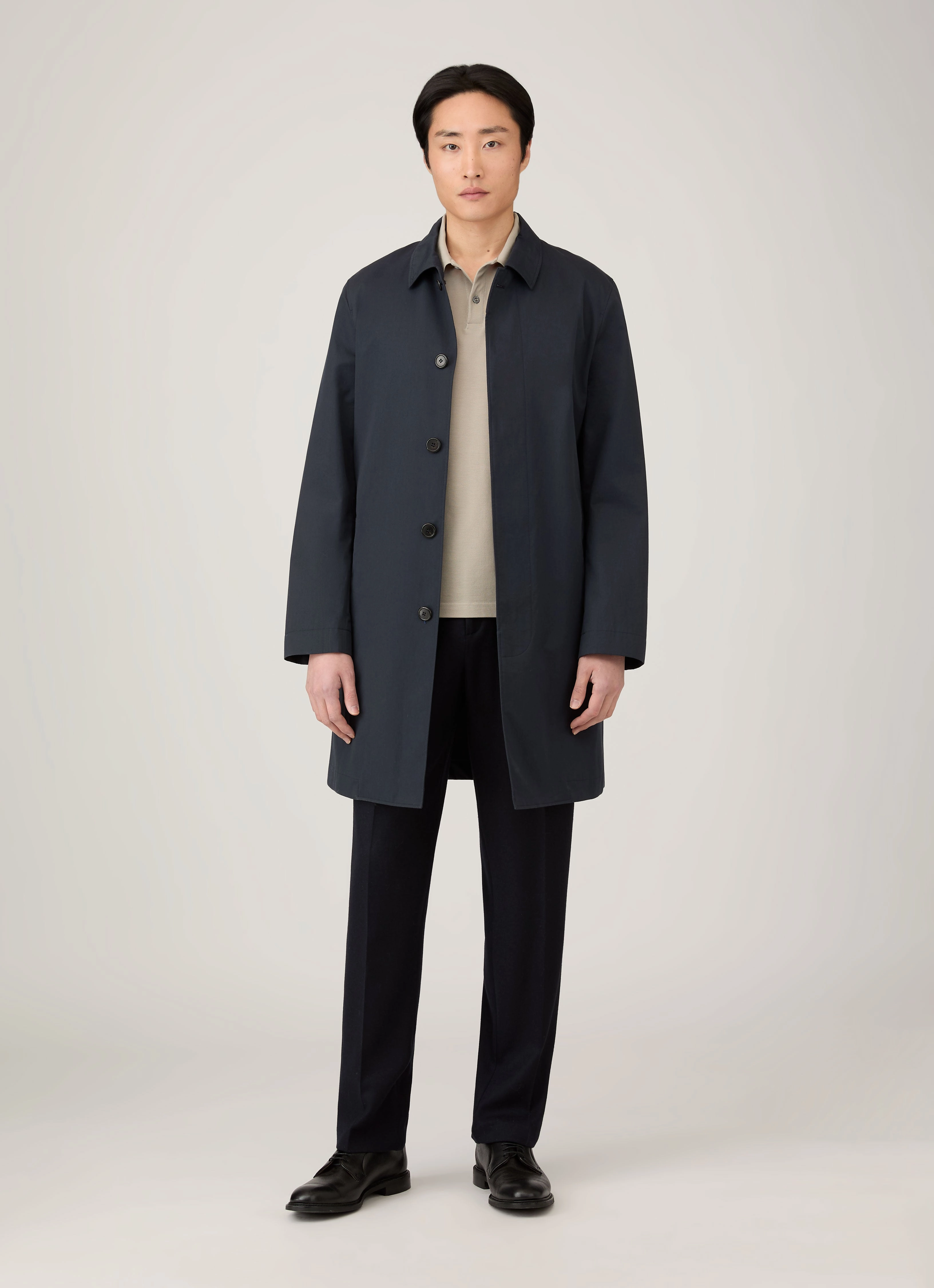 Casual Mode Summer Men's Long Sleeve Piqu?? Polo Shirt in Fog