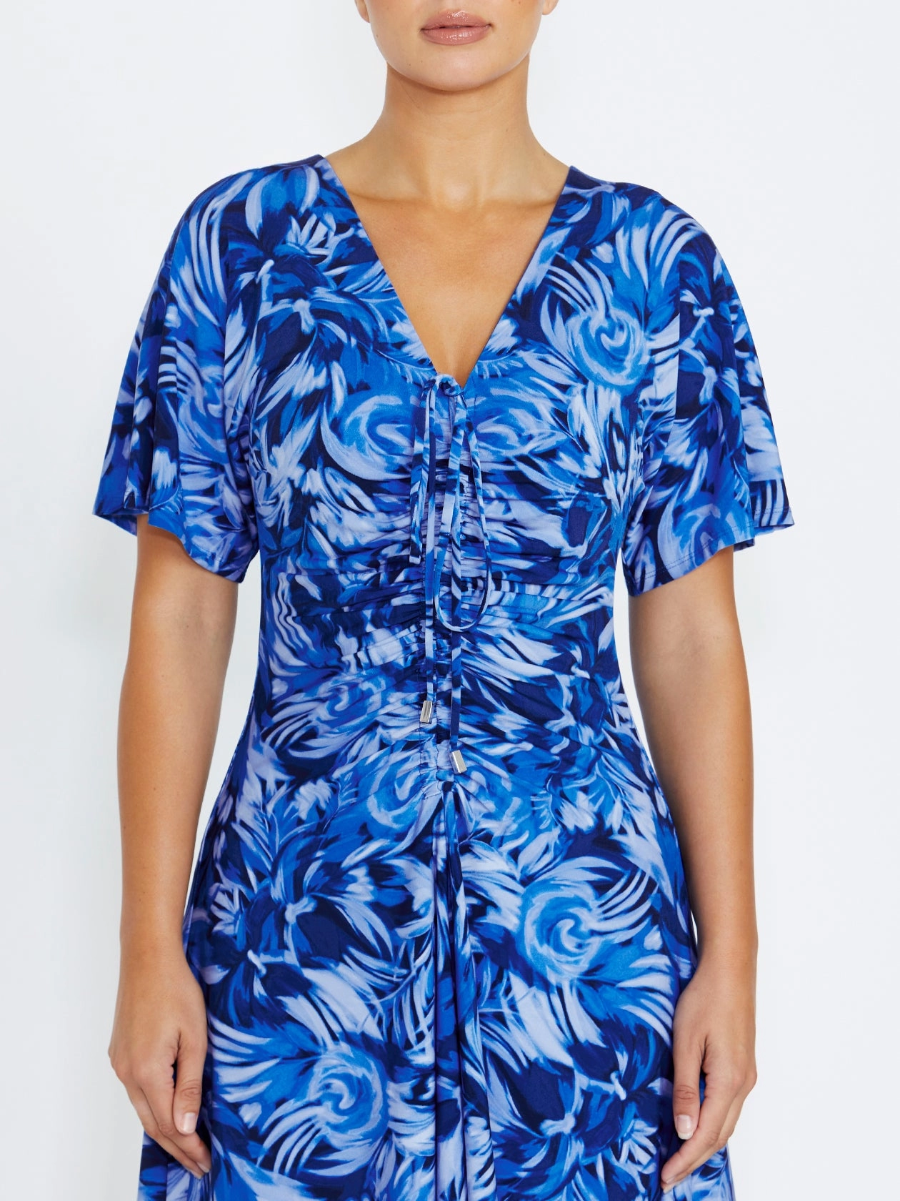 Chain accent Shelly Blue Jersey Dress