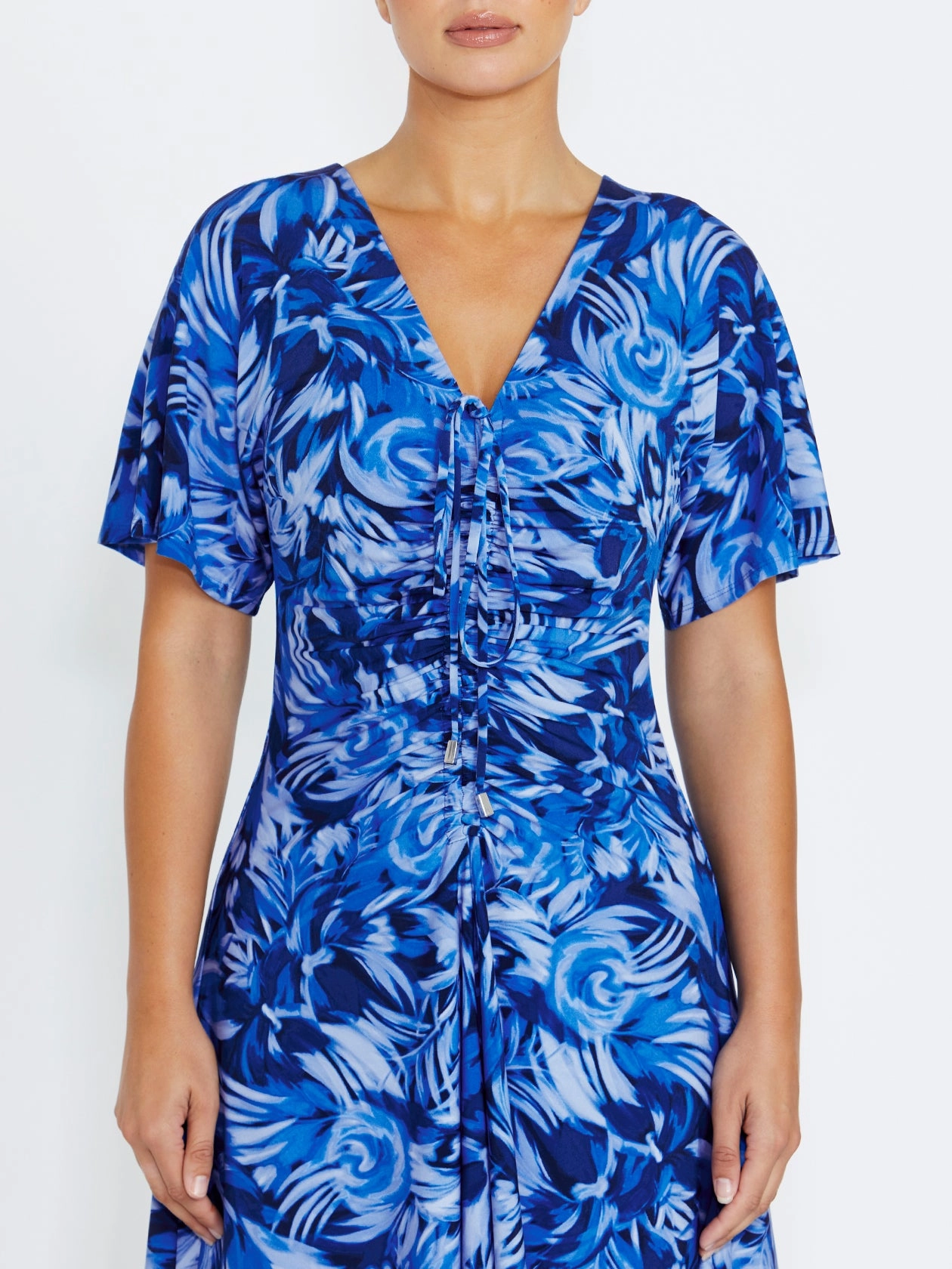 Chain accent Shelly Blue Jersey Dress