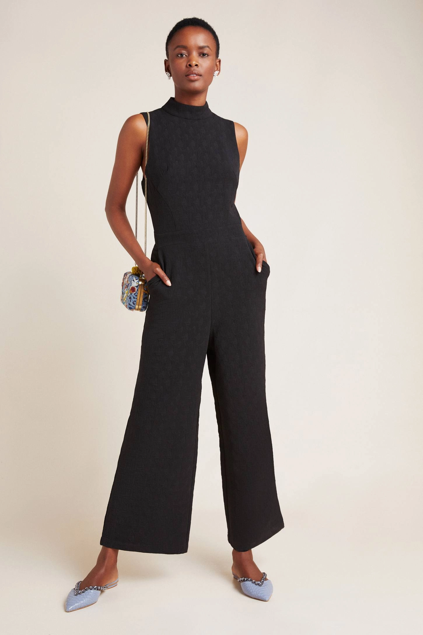 Eva Franco Jumpsuit Jumper Charley Black  Mock Neck Jumpsuit Petites and Plus Sizes