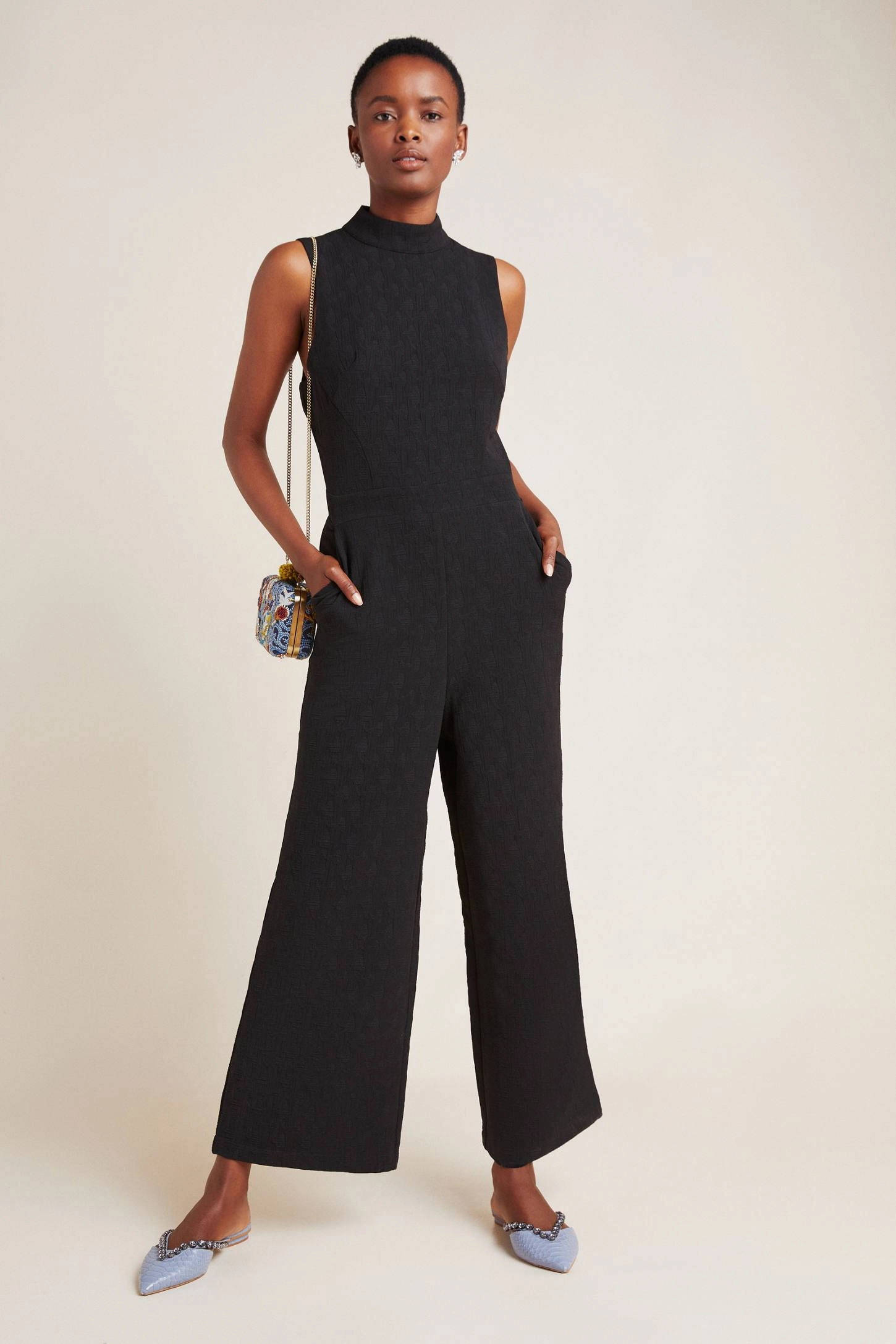 Eva Franco Jumpsuit Jumper Charley Black  Mock Neck Jumpsuit Petites and Plus Sizes