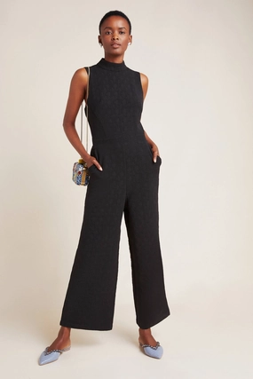 Eva Franco Jumpsuit Jumper Charley Black  Mock Neck Jumpsuit Petites and Plus Sizes