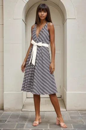 Texture Edge relaxed elegance Charlize Midi Dress - Canal Blue