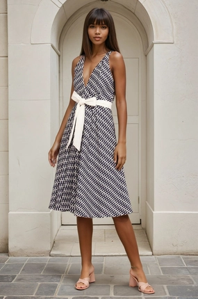 Charlize Midi Dress - Canal Blue Perfect outdoor event dress Comfortable Layers