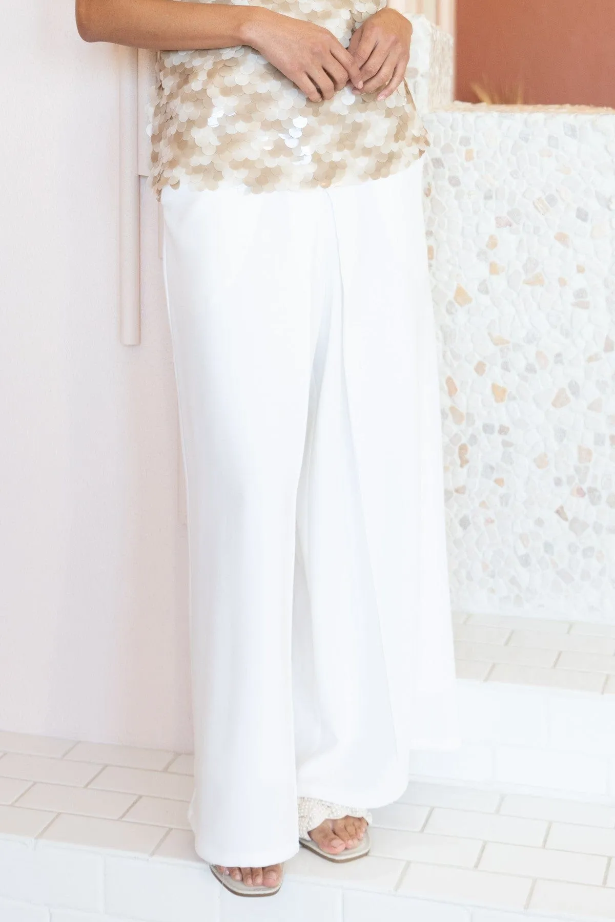 Chester Pant-White Lace-trimmed