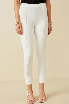 Elastic Waist Slitted Knit Pants Walk Friendly