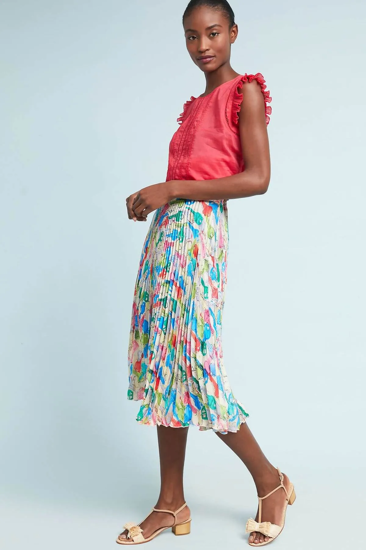 Chic Design Pleated Midi Skirt