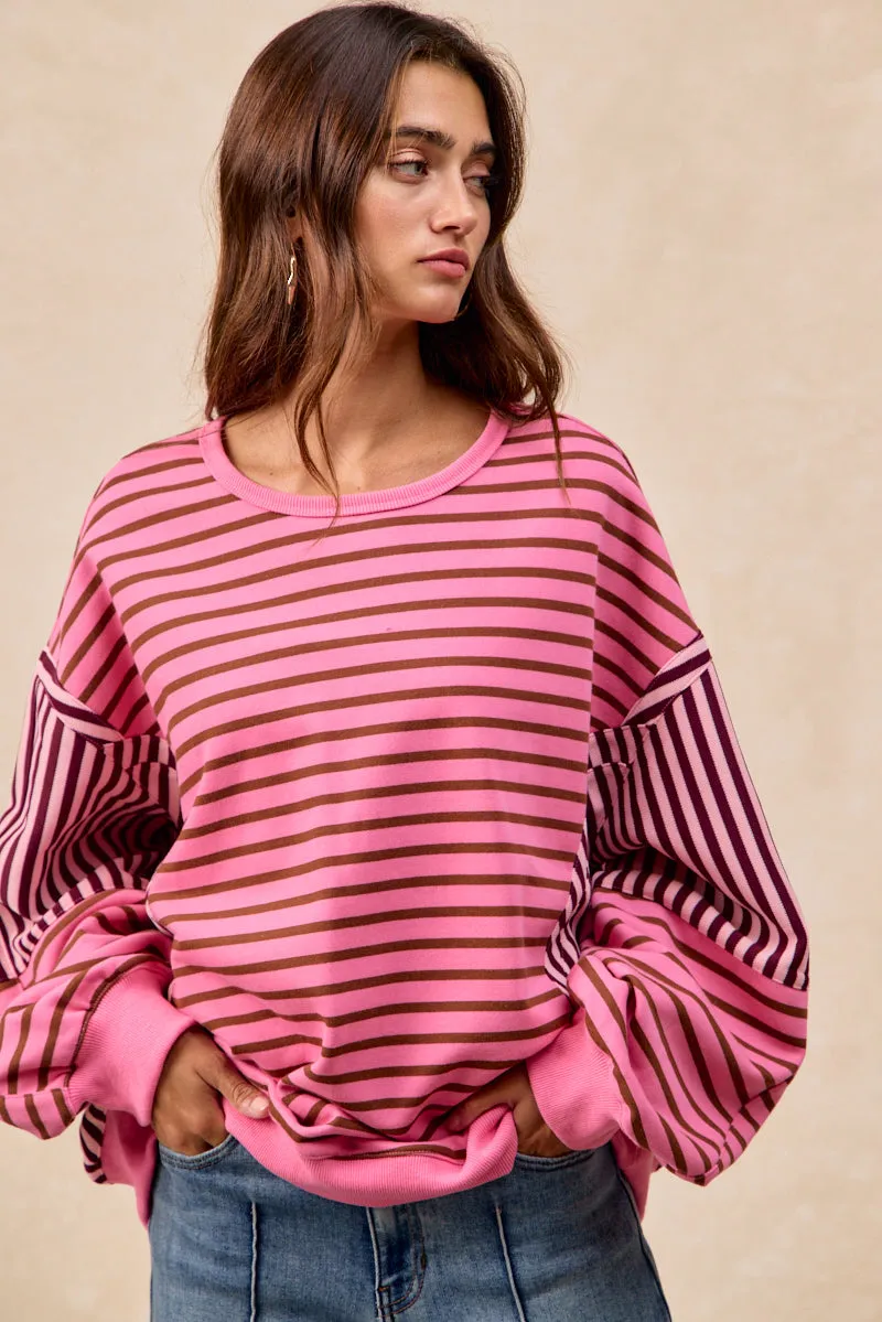 IT4780H-02 | FRENCH TERRY MIX AND MATCH JERSEY SWEATSHIRTS TOP Timeless Style Sleek Layers