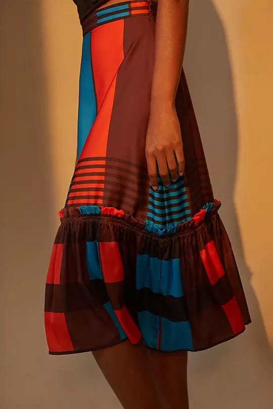 chic aesthetic Flounced Midi Skirt