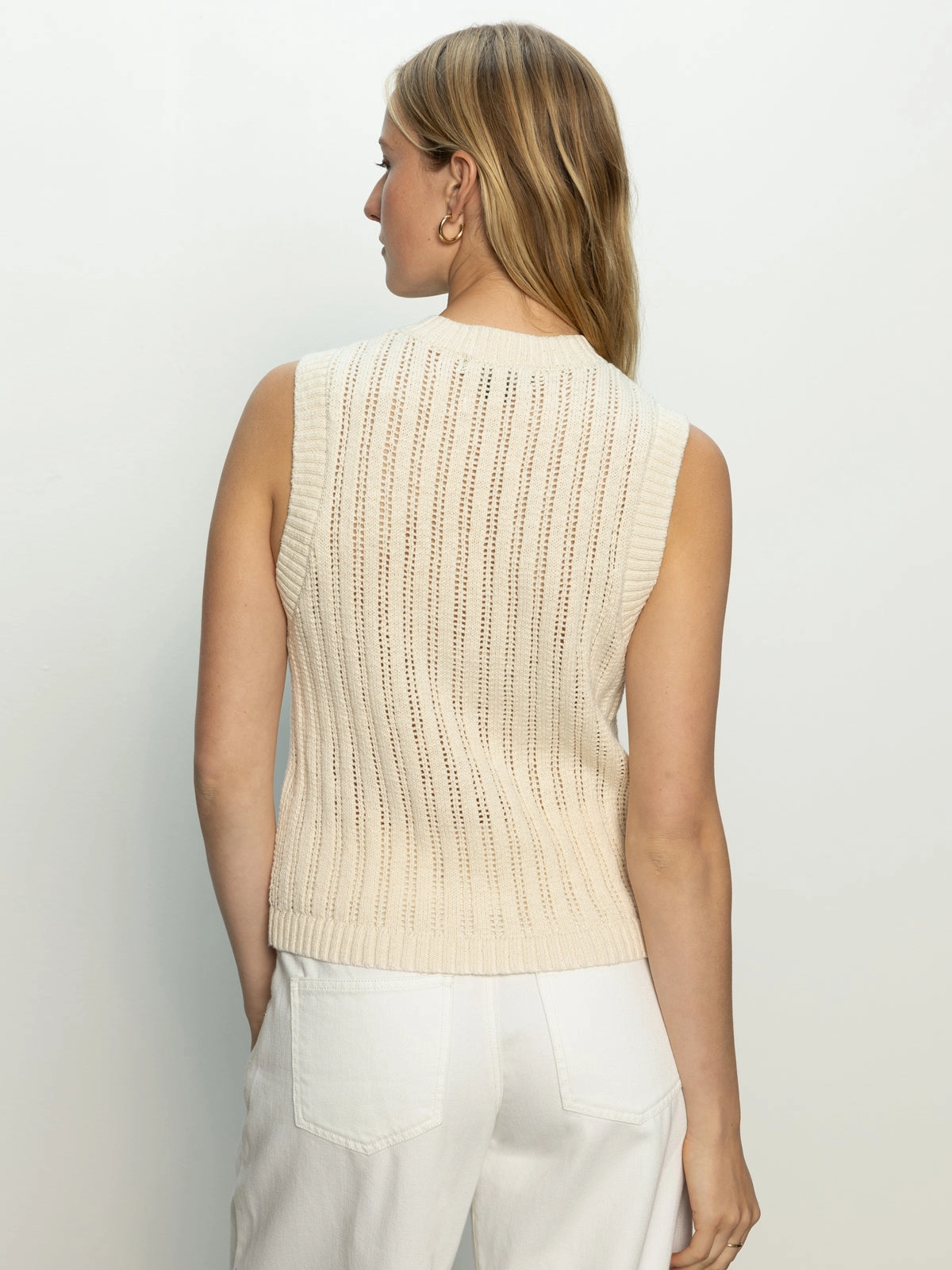 Chic and Cozy Pointelle Shell Sweater Eco Natural
