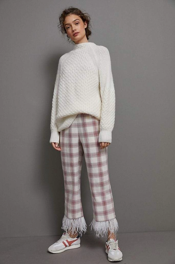 striped element Mid-rise fit Brenda Feathered Plaid Pants