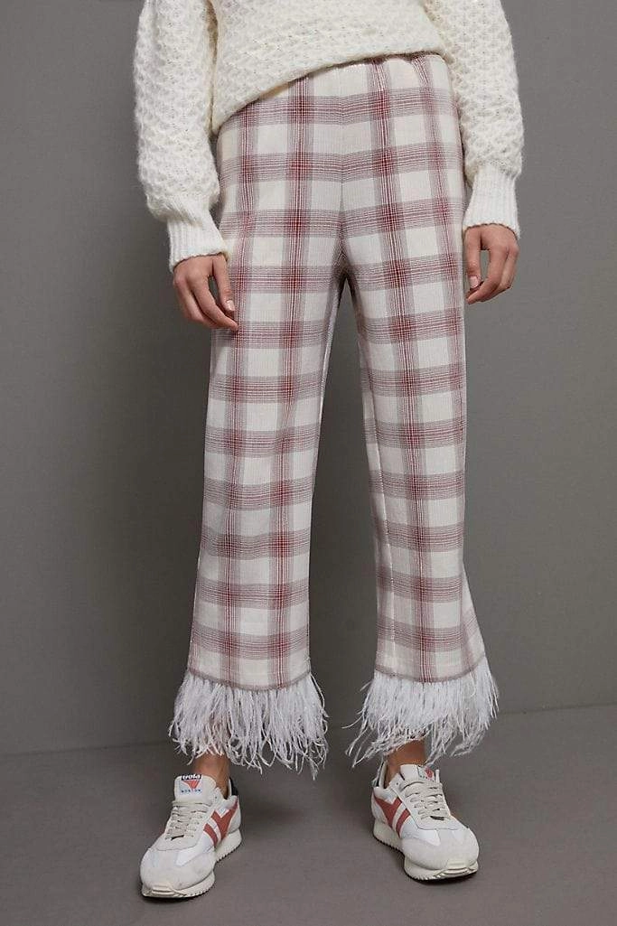 Chic Comfort Brenda Feathered Plaid Pants