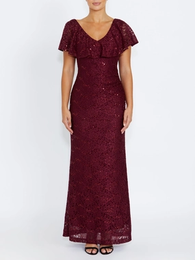 Trudy Malbec Sequin Lace Gown Smart Fashion