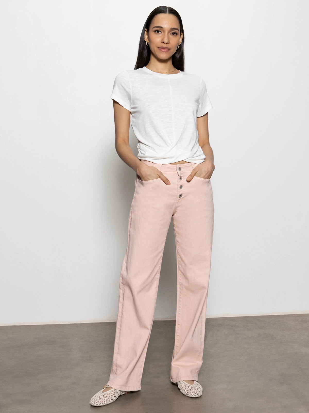 Chic Statement Luna Cuffed Standard Rise Jeans Earth Pink