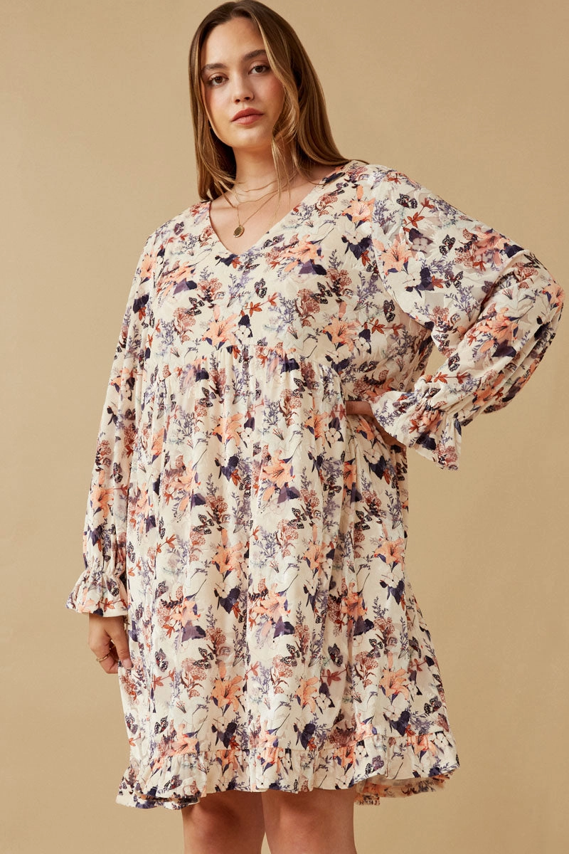 Fashion Option Floral Textured Burnout Velvet Dress