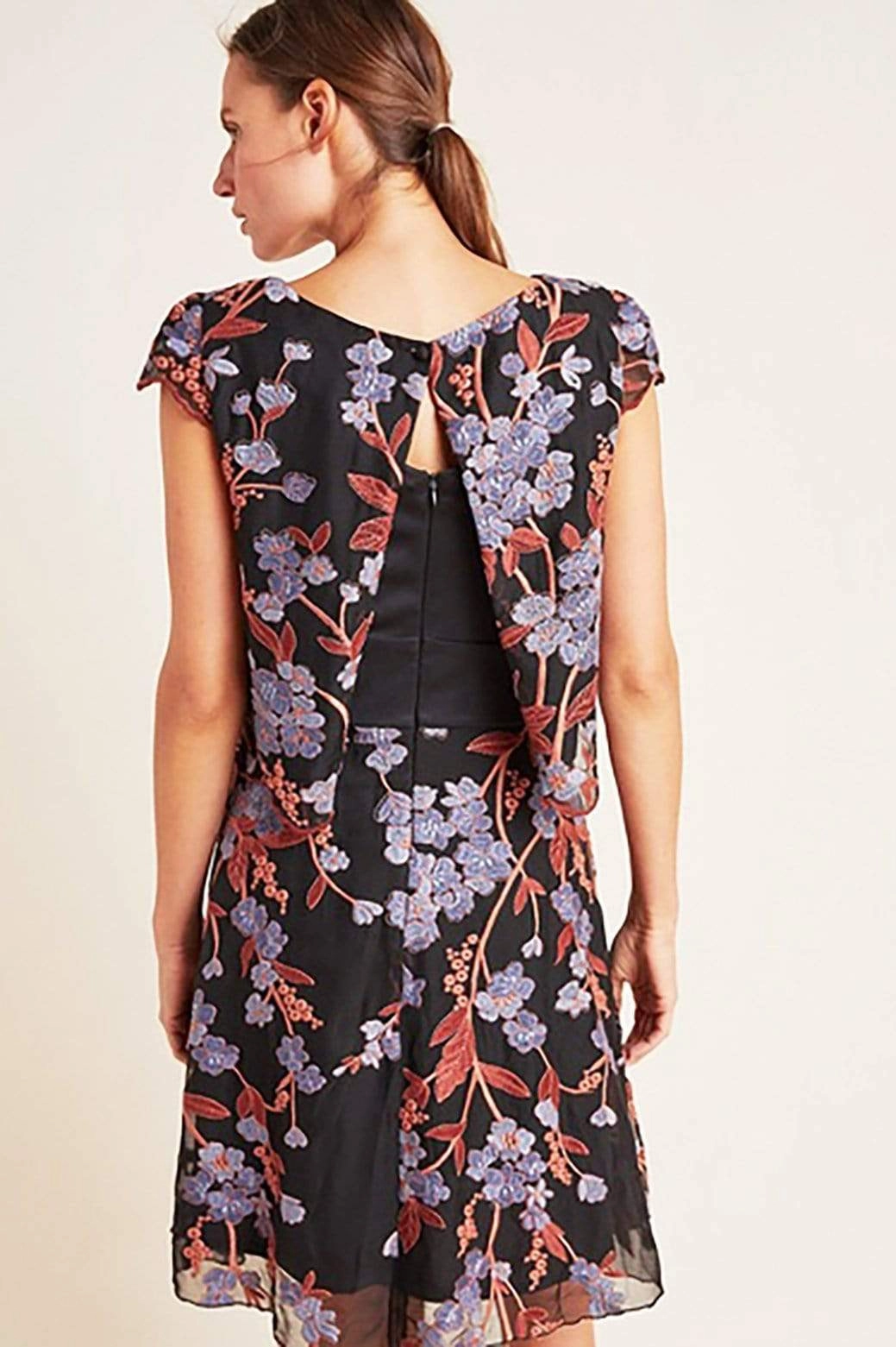 Chiffon Bloom Mini Dress Cowl Neck