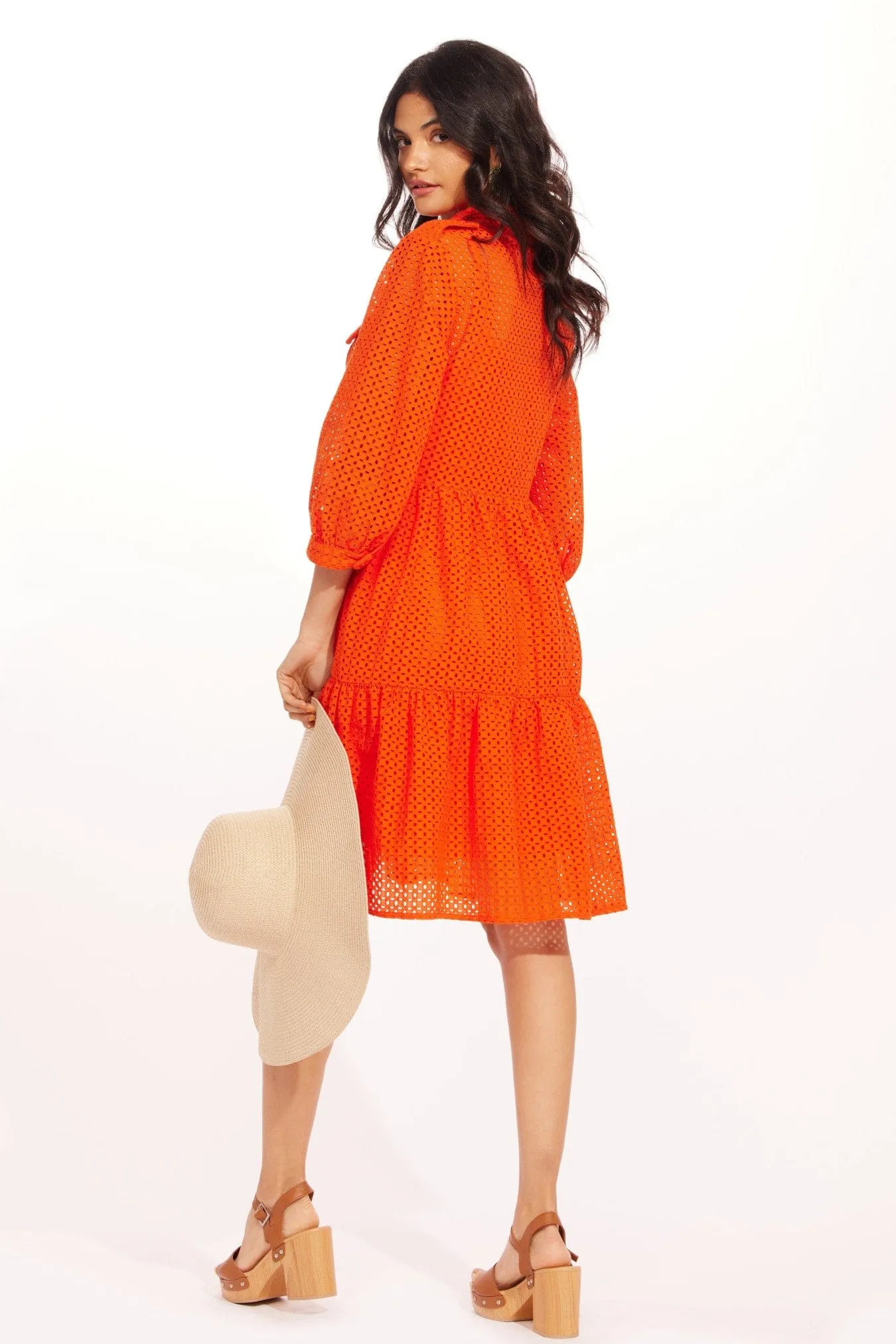 Circle Skirt Eloise Dress ?C Tangerine Eyelet
