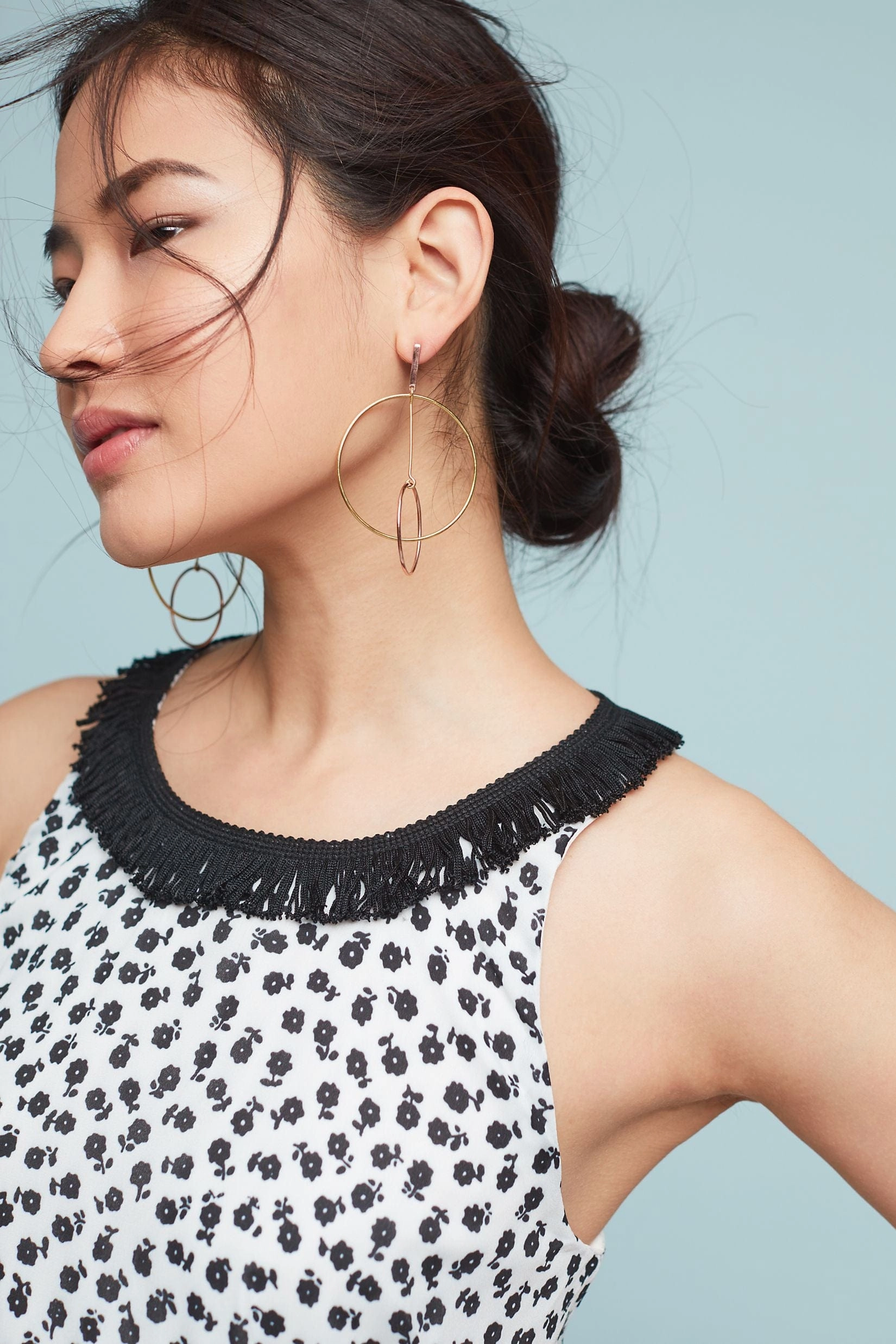 Claire Dress - Black & White Floral Clip Strap