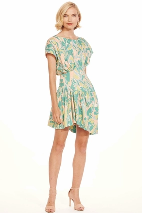 Contrast-Lining Clarice Dress - Liquid Marble