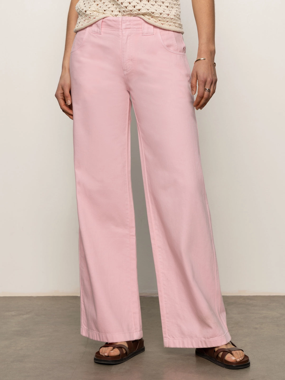 Matching Basic Arden Wide Leg Jeans Washed Cherry Blossom
