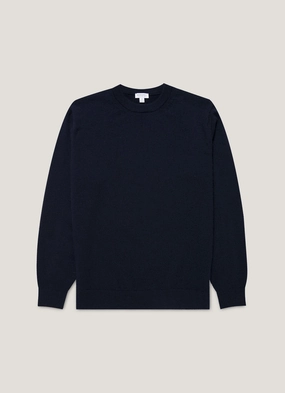 Men's Cashmere Crew Neck Jumper in Navy All-purpose wool sweater
