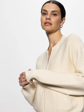 Layering Piece Knitted Bomber Jacket Muslin