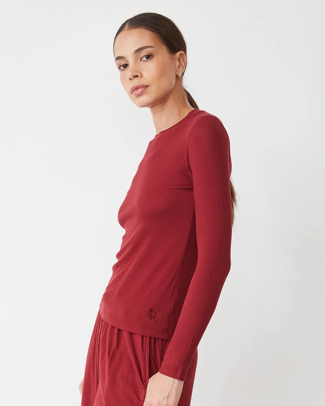 clean design Supimafine Rib Long Sleeve Crew