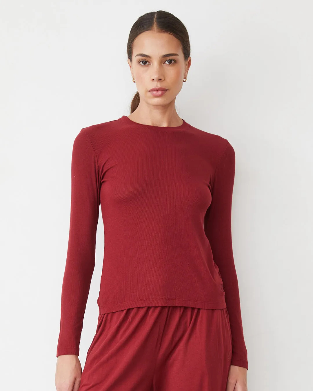 Supimafine Rib Long Sleeve Crew Tapered Cut