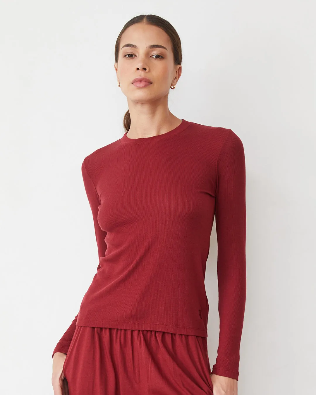 clean design Supimafine Rib Long Sleeve Crew