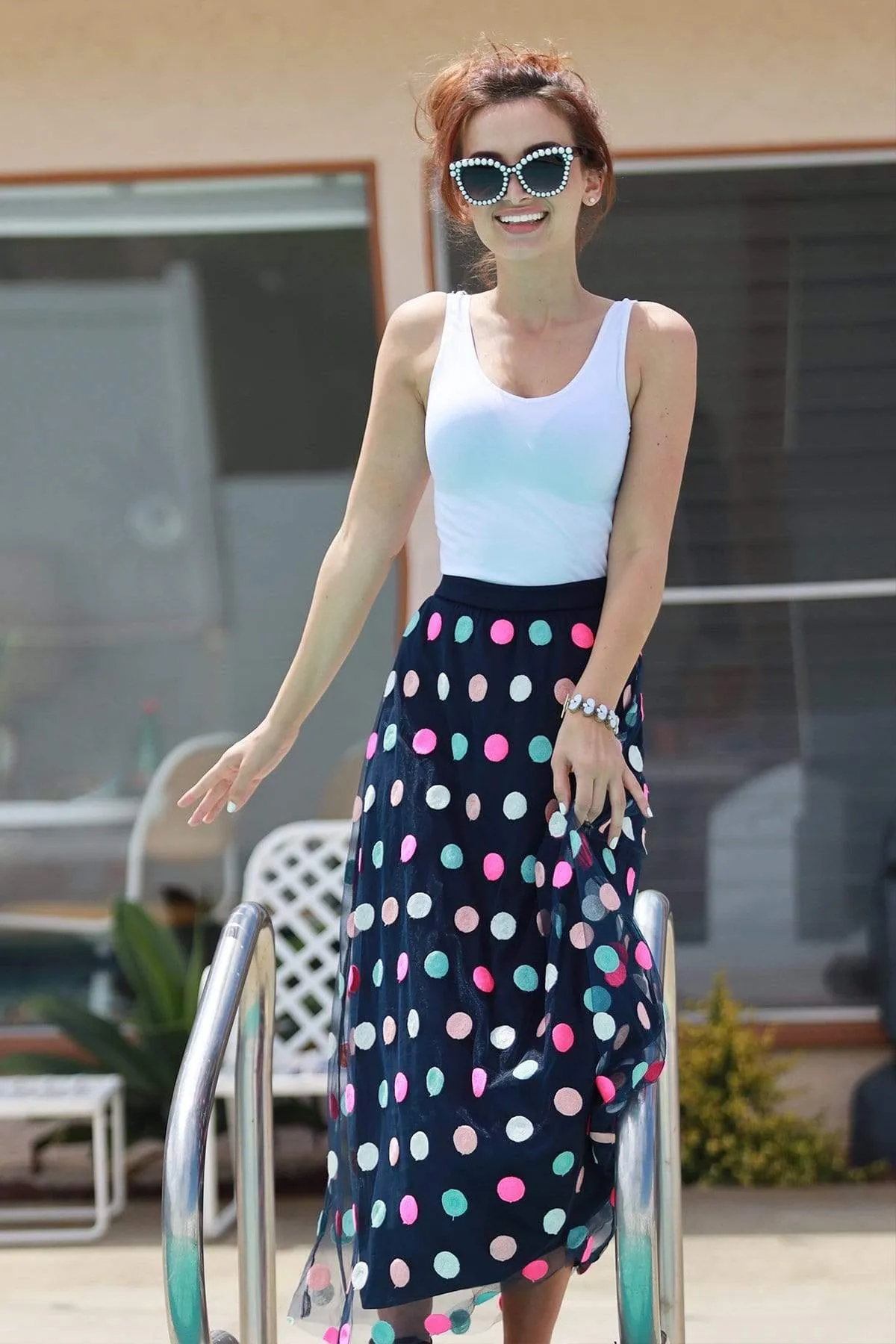 Clean Flow Polka Dot Skirt-Multi