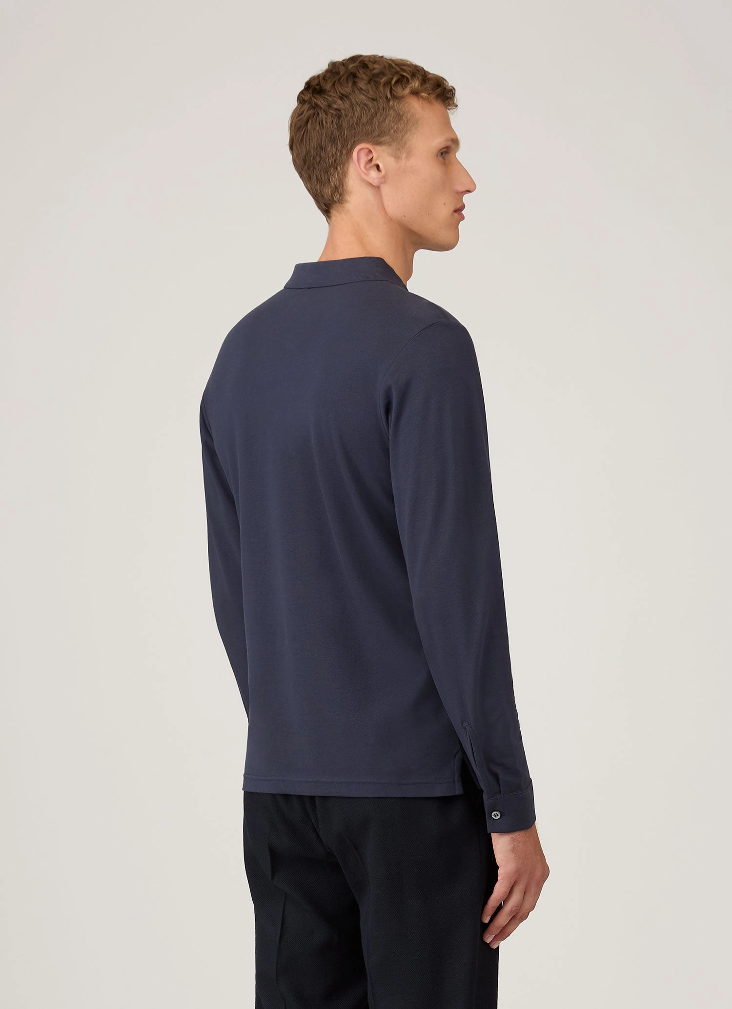 Clean Choice Men's Long Sleeve Piqu?? Polo Shirt in Navy