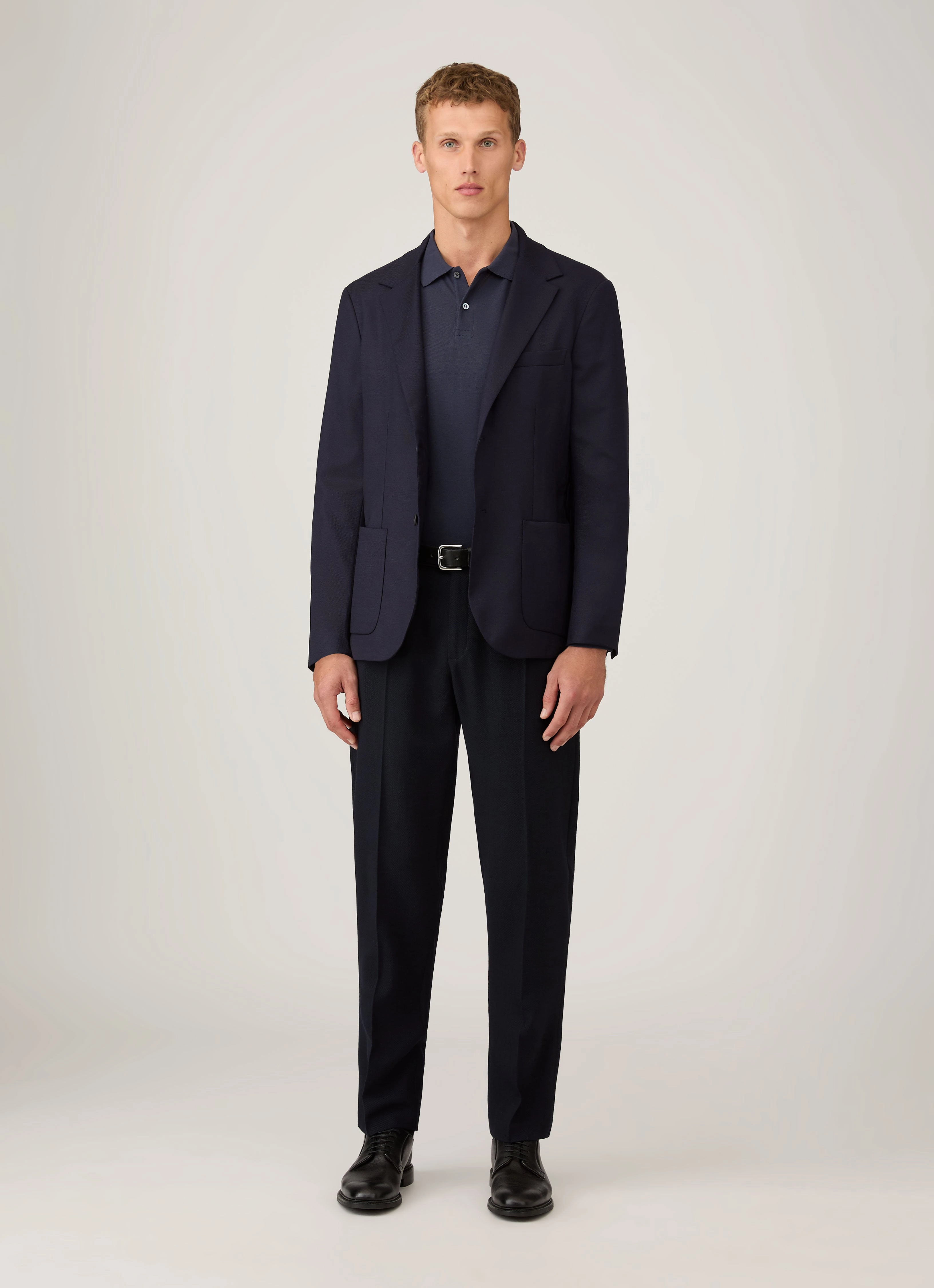 Clean Choice Men's Long Sleeve Piqu?? Polo Shirt in Navy