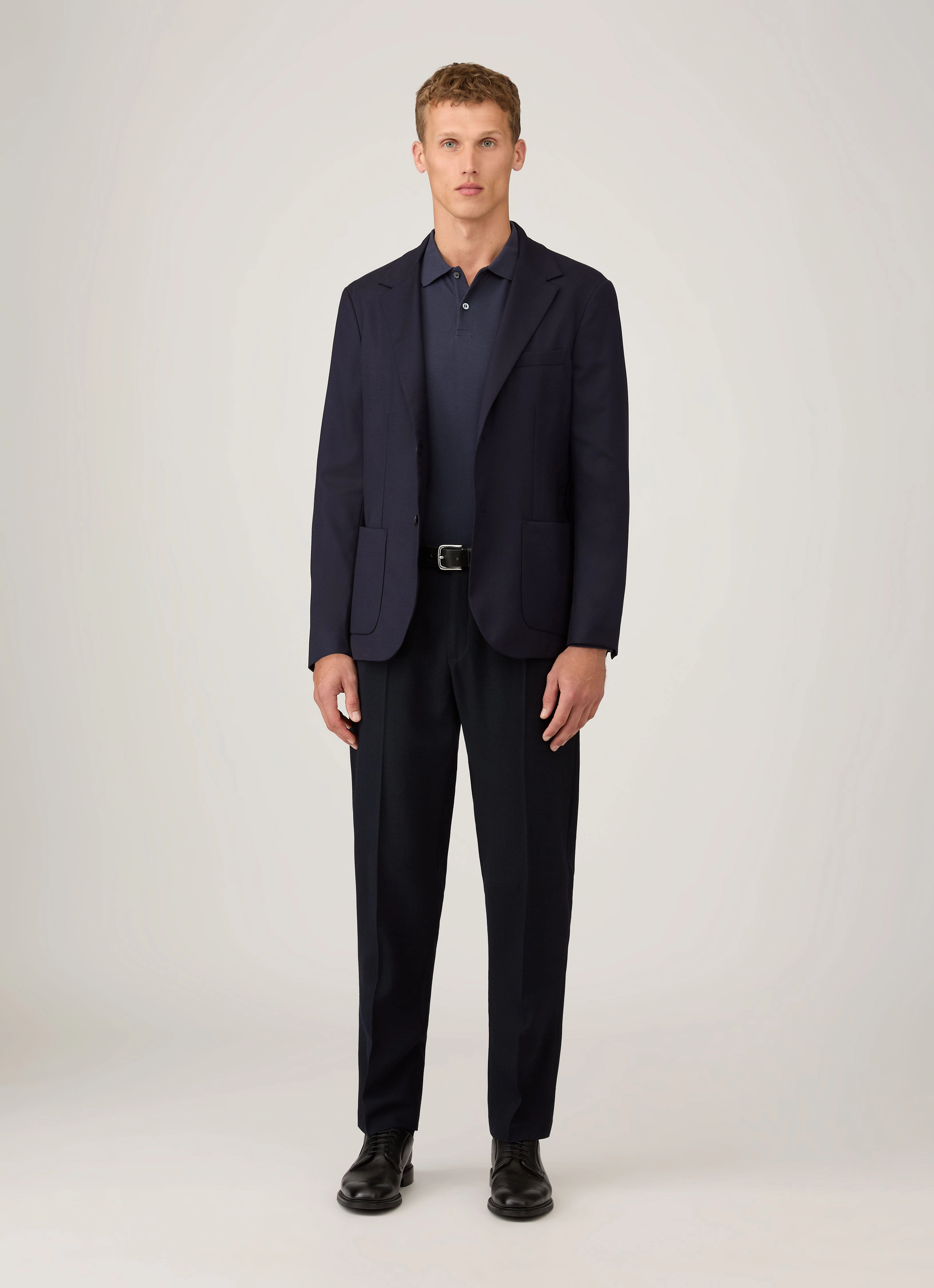 Clean Choice Men's Long Sleeve Piqu?? Polo Shirt in Navy