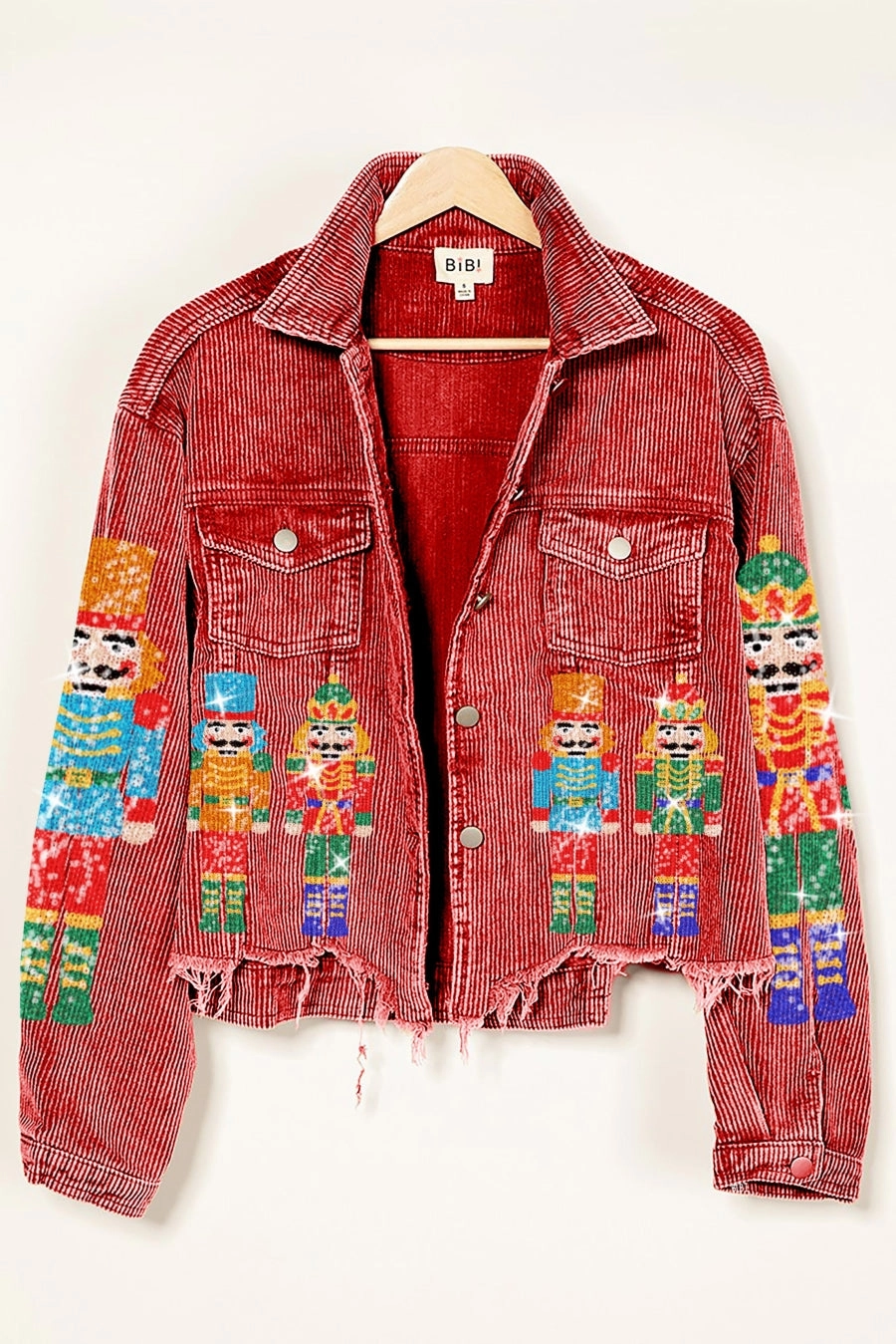 IP6187G-22 | NUTCRACKERS EMBROIDERY CHRISTMAS CORDUROY JACKET Mid-rise fit Layer Comfort