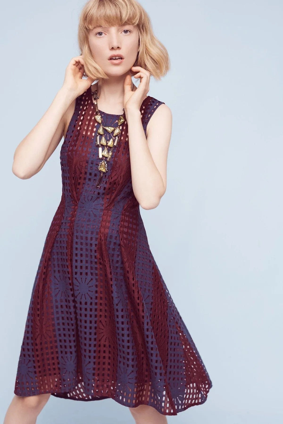 old town Samantha Dress - Navy Burgundy Lace
