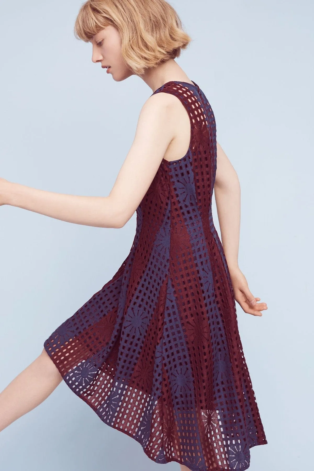 Clip Strap Samantha Dress - Navy Burgundy Lace