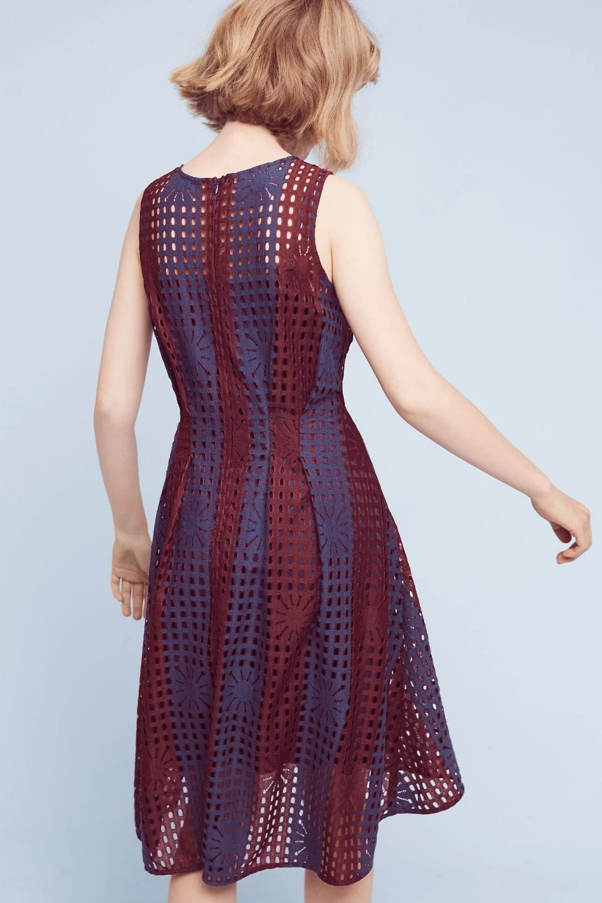 Clip Strap Samantha Dress - Navy Burgundy Lace