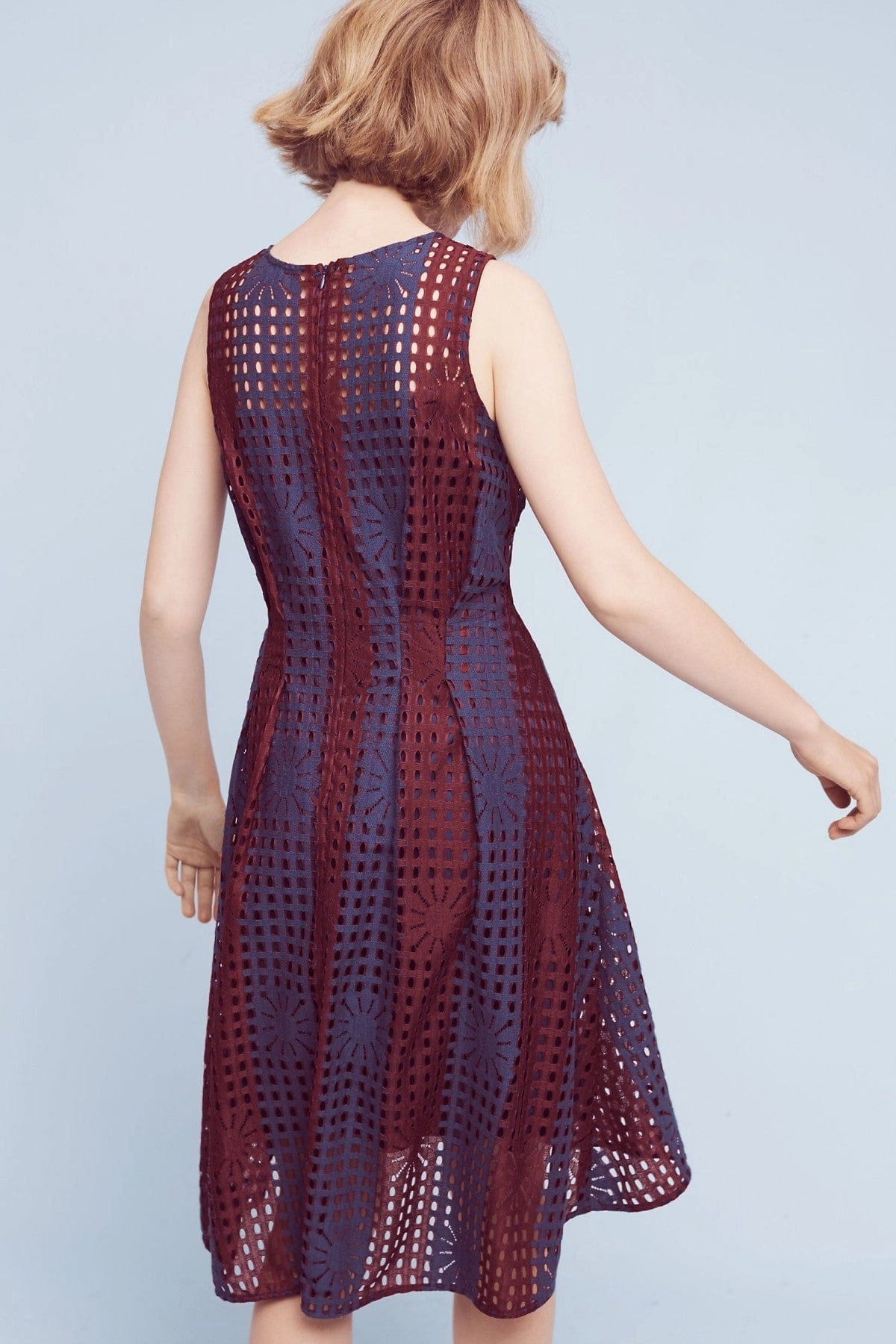 Clip Strap Samantha Dress - Navy Burgundy Lace