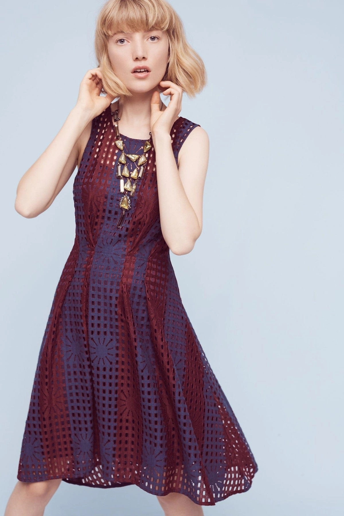 old town Samantha Dress - Navy Burgundy Lace