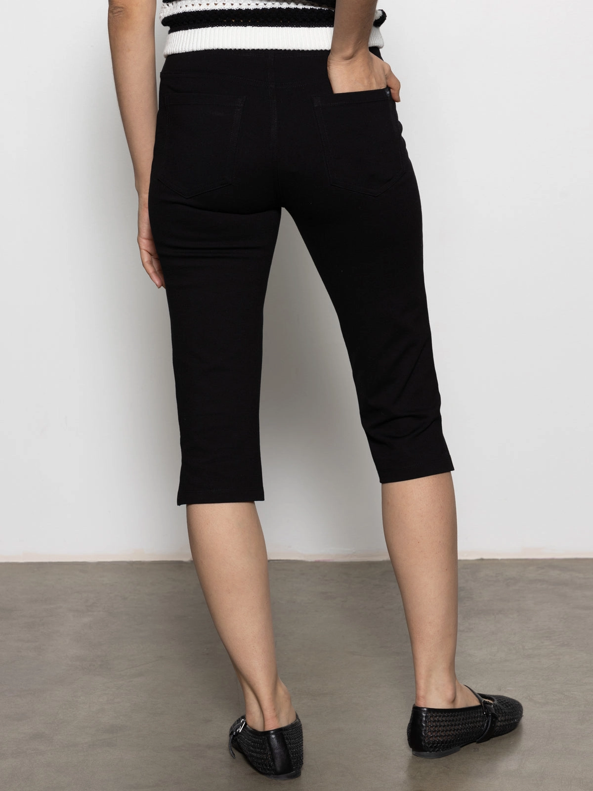 Clipper Ponte Capri Pant Black Full-length