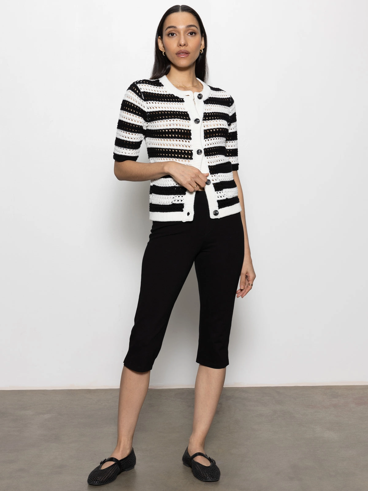 Clipper Ponte Capri Pant Black Full-length