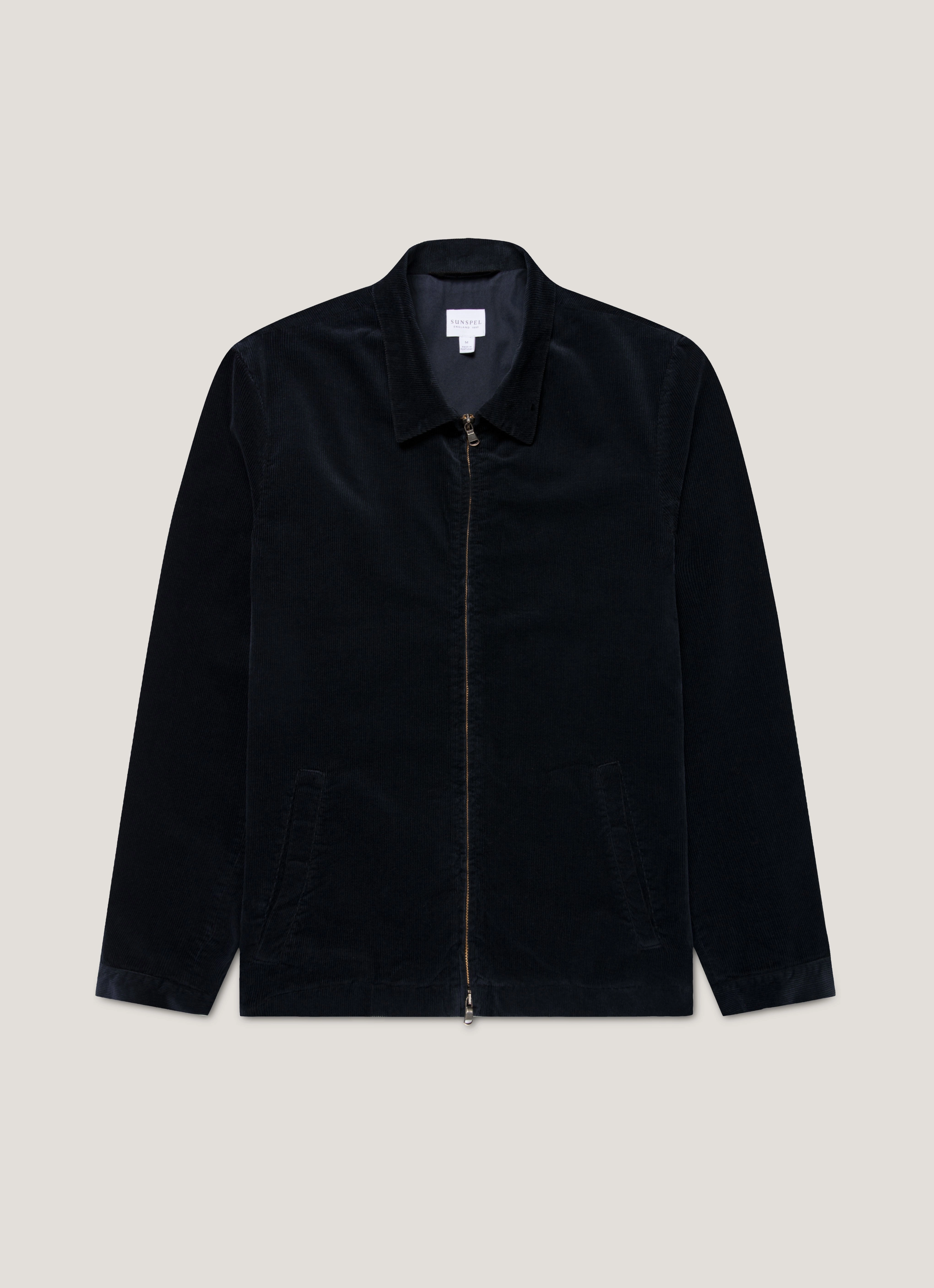 Canvas Make Men's Corduroy Harrington Jacket in Navy