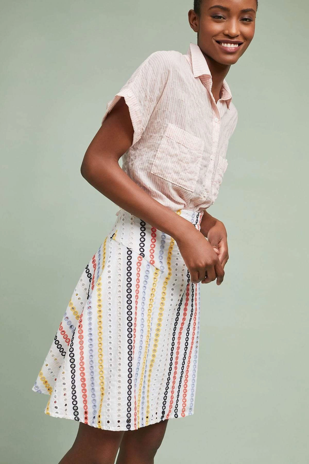 Colorful Eyelet Skirt Sleek Appeal