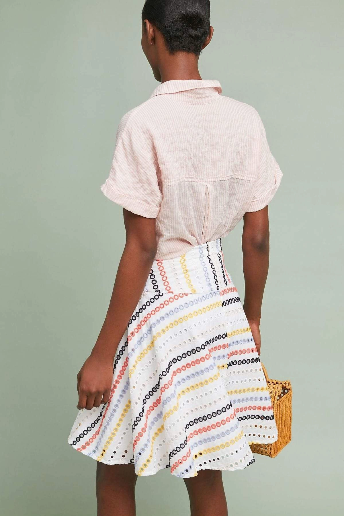 Colorful Eyelet Skirt Sleek Appeal