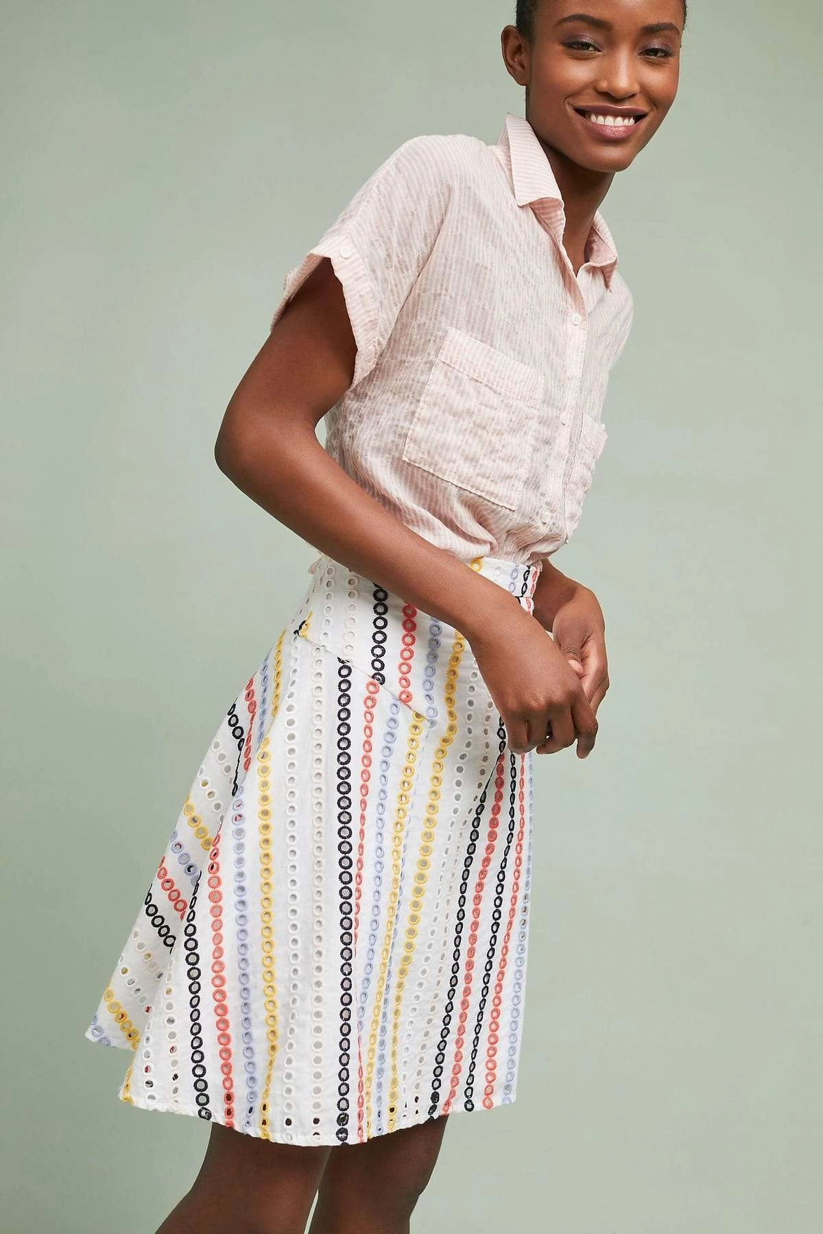 Colorful Eyelet Skirt Sleek Appeal