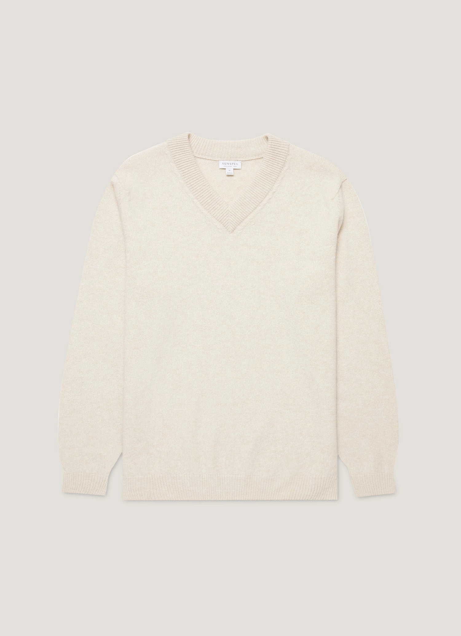 Knitwear for cooler days Men's Lambswool V-neck Jumper in Oatmeal Melange