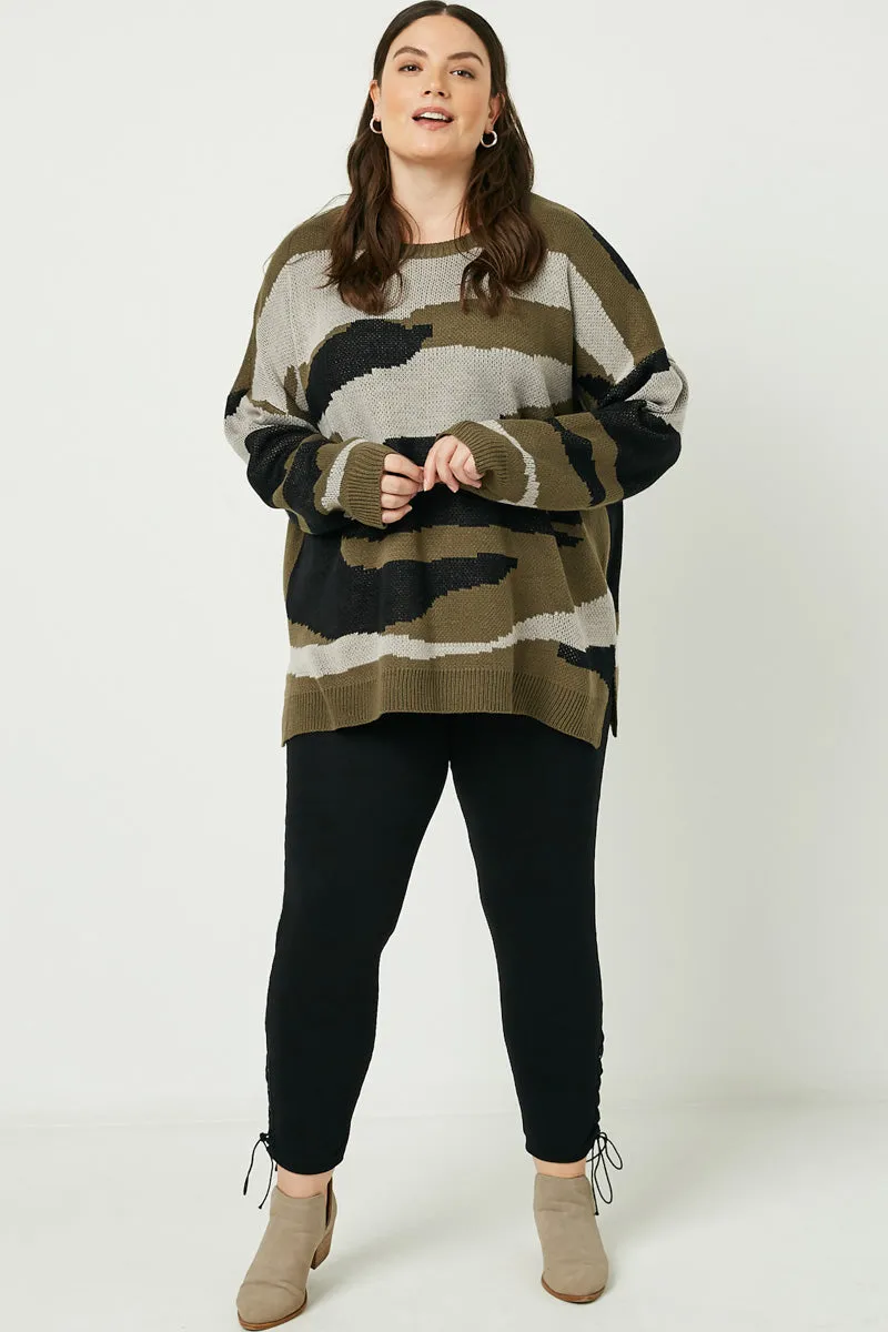 Weekend Casual Fit Camo Knit Sweater